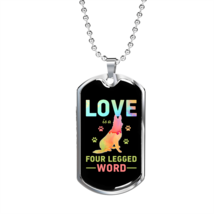 Four Legged Word Colors Necklace Stainless Steel or 18k Gold Dog Tag 24&quot; Chain - £37.22 GBP+