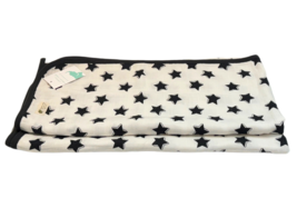 Monica + Andy Organic Cotton Baby Blanket Ivory Black Stars One Size - £23.74 GBP