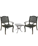 3 piece bistro patio set table and chairs Nassau outdoor cast aluminum f... - £711.59 GBP