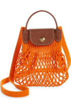 Longchamp Le Pliage Filet Knit Mesh XS Handel Bag Crossbody ~NWT~ Orange - £75.17 GBP
