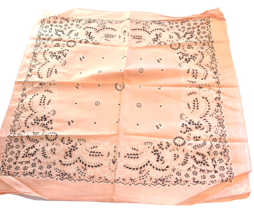 Paisley Bandana Handkerchief Peach Cotton Made in USA 21 in Head Scarf - $9.89