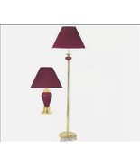 Stonebery 2 Lamp Stylish brass-finish metal base with Burgundy Shade 64&quot;... - $71.24