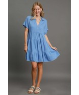 Umgee Full Size Raw Hem Folded Sleeve Tiered Dress Plus Size - €52,40 EUR+
