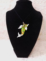 Whimsical Handmade Art Glass Dolphin Pendant ~ 1.5&quot;W x 2.75&quot;H - £7.99 GBP