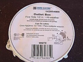 Sigma Electric White 1/2-Inch Five Hole Round All Weather Outlet Box 143... - £7.64 GBP