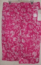 Nwt Womens White Stag Stretch Pink &amp; White Floral Print Capri W/ Pockets Size 10 - £18.43 GBP