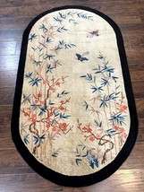 Antique Chinese Oval Rug 3.9 x 6.7 Floral Butterfly Wool Art Deco Peking... - £1,610.28 GBP