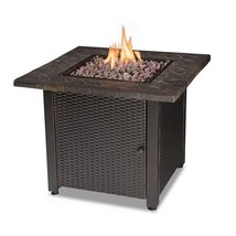 30-inch Outdoor Bronze LP Propane Gas Fire Pit with Lava Rocks and Cover - $417.82