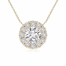 ANGARA Round Diamond Pendant Necklace with Halo in 14K Gold (HSI2, 0.48 Ctw) - £930.70 GBP