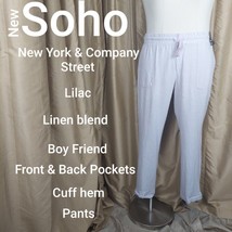 New Soho Lilac Linen Blend Boyfriend Pants Size XL - £15.95 GBP