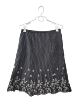 Notations Skirt Womens Petite Medium 100% Cotton Polka Dot Embroidered F... - $16.83