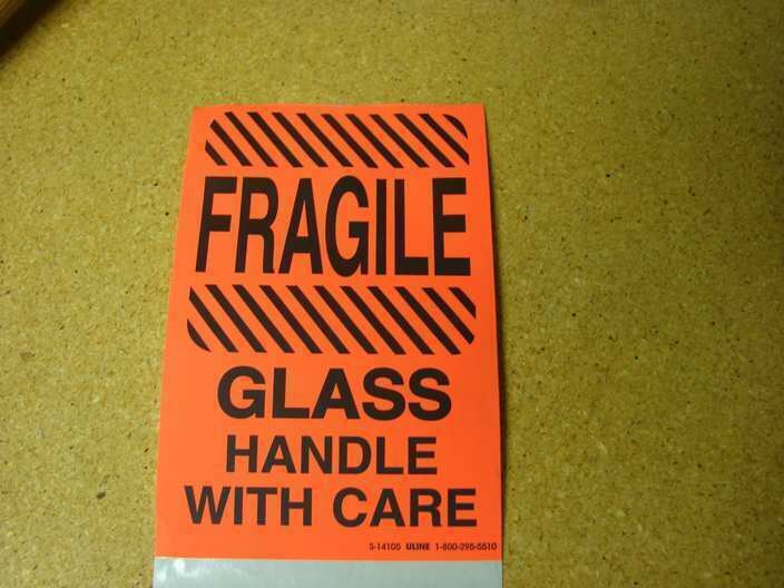 Fragile glass tag stocker stick on 4&quot; x 6&quot; 20 pcs - $5.84