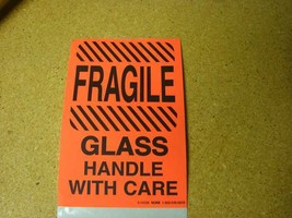 Fragile glass tag stocker stick on 4&quot; x 6&quot; 20 pcs - £4.59 GBP