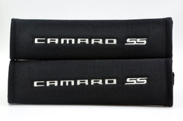 2 pieces (1 PAIR) Chevy Camaro SS Embroidery Seat Belt Cover Pads White ... - $16.99