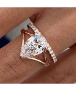 Pear Moissanite Half Eternity Wedding Ring Set 925 Silver Engagement Rin... - $395.41 CAD