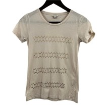 J Crew Off White Tee with Gold Geometric Beads Size XXS - £8.70 GBP