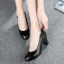 ZXRYXGS  Shoes Leather Round Women Shoes High Heels New Spring Rhinestones Fashi - £45.57 GBP