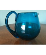 Blenko Glass No. 3750-L Blue Round Pitcher Teal Turquoise - $38.61