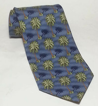 Tommy Bahama Men Dress Silk Tie 4&quot; W 60&quot; L Blue with Palm Print  - £30.48 GBP