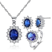 CC Jewelry Sets For Women Cubic Zirconia Simple Oval Stone 3PCS Set Bridal Weddi - £18.78 GBP