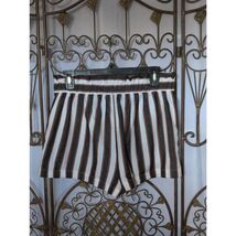 Hot Kiss Womens Shorts Junior 9 White Blue Brown Striped Belted Cotton C... - $217.92 MXN