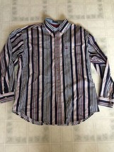 Vtg 90s Men’s Bugle BOY Button Down Long Sleeve Shirt XL Red White Blue Stripe - £38.68 GBP