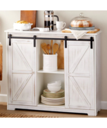 Buffet Cabinet Barn Door Style Table Rustic Sideboard Storage Furniture ... - $172.99