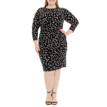 New Anne Klein Black White Polka Dots Pleated Sheath Career Dress Size 0X Women - £55.05 GBP
