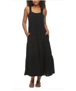 Felina Womens Dress Black Maxi Tiered Pockets Sleeveless Relaxed Fit Lig... - $50.75 CAD