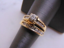 Women&#39;s Vintage Estate 10K Yellow Gold Diamond Engagement Ring Set, 6.6g E3557 - £632.97 GBP