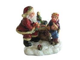 Christmas Village Figurine Santa Children Boy Girl Bag Handing Out Toys ... - $9.49