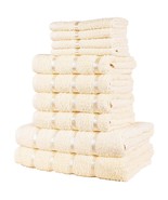 10 Luxurious Piece Cream Towel Bale Set Bath Towels Hand Towels Face Tow... - £23.69 GBP