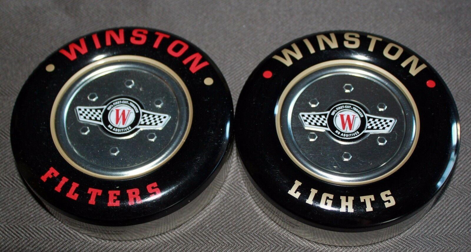 (2) Collectible Winston Cup "Tire" Cigarette Tins - Winston Filters - Lights - $7.91