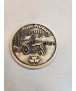 1990 SPEC CAST MASSEY FERGUSON TRACTOR CO PEWTER CHRISTMAS ORNAMENT MEDA... - $23.49