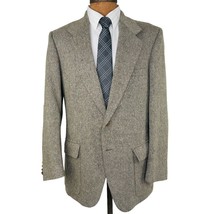 Farah Clothing Jacket blazer Mens 42R Beige Tweed Elbow Patches Wool - $50.48