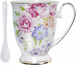 Mothers Day Gifts for Mom Her Women, Ceramic Flower Tea Cup, Bone China Tea Cups - £16.44 GBP