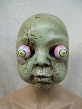 Creepy Doll Face Mask Googly Bulging Eyes Bloody Zombie Haunted Cracked Dolly - £10.97 GBP
