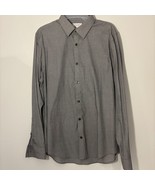 Calvin Klein Mens Size Medium Grey Long-Sleeve Button-Up Dress Shirt - $303.91 MXN