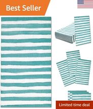 Elegant Aqua Blue Striped Dinner Napkins - Soft &amp; Absorbent 3-Ply Pack - $33.18