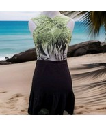 Line &amp; Dot Sleeveless Dress Womens S Bamboo Cut Out Green Black Fit Flar... - $15.34