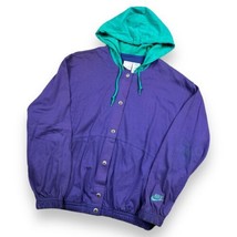 Vintage 90s Nike Snap Hiking Jacket Hoodie Small Embroidered Logo Purple Teal - $39.59