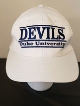 Vintage NCAA Duke Blue Devils Snapback Cap Hat 90s The Game Split Bar White - £48.24 GBP