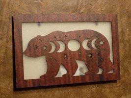 Wood Lighted Led Carved Bear W Moon Phase Wall Decor Art On/Off Switch - $29.70