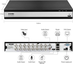 Zosi Dvr H.265 16 Ch 1080P 2TB Hdd Hd Cctv Dvr Replace Swann 4575 4580 Dvr - £314.75 GBP