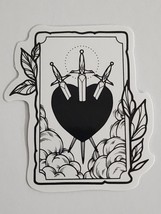 Three Swords in Black Heart Black and White Sticker Decal Awesome Embellishment - £1.83 GBP