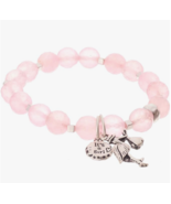 Baby Pink Glass Stone Bead New Mom Stretch Bracelet It&#39;s A GIRL Stork Ch... - $237.39 MXN