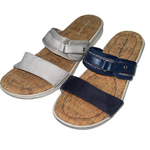 Easy Spirit Sandals Silver or Blue Slides Cork Adjustable Lightweight Na... - $41.58