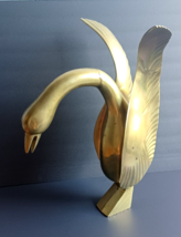 Mid Century Modern Hollywood Regency Large Dolbi Cashier Brass Swan Sculpture - £253.01 GBP