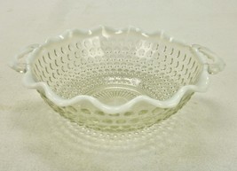 Opalescent Hobnail Candy Dish w/Handles, Starburst Bottom, Ruffled Rim, Vintage - £15.58 GBP