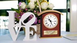 Personalize Clock Arch Engrave Thank You Retirement Service Award Congrats Gift - £64.95 GBP